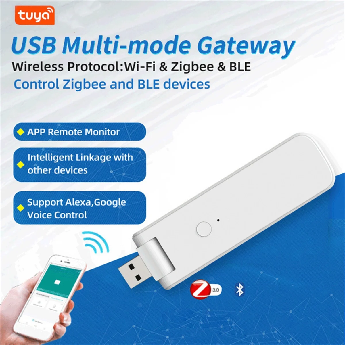 Gateway USB multimodo AA25, Hub Zigbee 3,0, relé WiFi, Control remoto, puerta de enlace inalámbrica USB inteligente