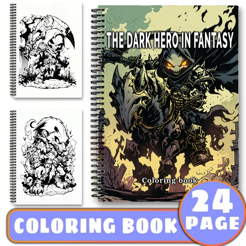Cross-border new arrival: bestselling a4 dark hero coloring book - spiral bound adult coloring book for doodling and stress
