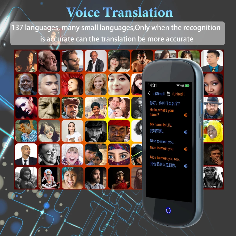 อุปกรณ์แปลภาษาพร้อมการแปลแบบออฟไลน์/ภาพถ่าย การแปลเสียงแบบเรียลไทม์ขนาด 4.0 นิ้ว รองรับ 137 ภาษา