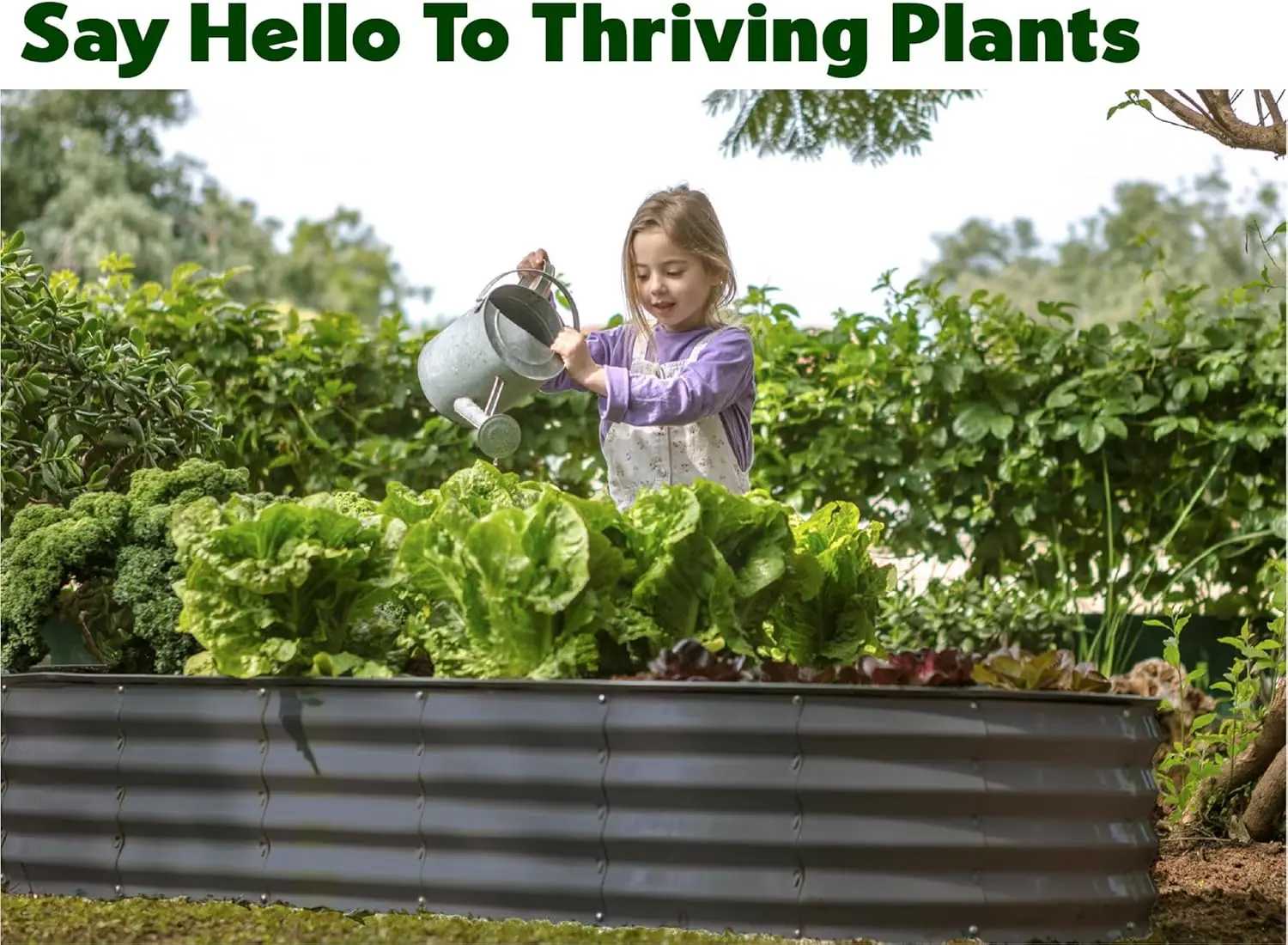 سرير مرتفع من الفولاذ المجلفن مقاس 240 × 80 × 45 سم أصيص زهور أخضر #4