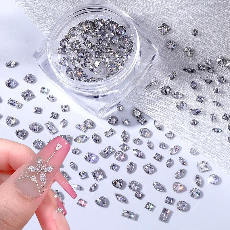 

50pcs Miniature Rhinestone Nail Art Gems-Flat Bottom White Rhinestones for Nail Design and Embellishment