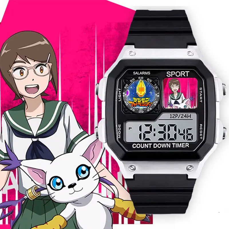 

Digimon Adventure Greymon Angewomon Angemon Cartoon Cute Wristwatch Couple High-Value Electronic Watch Birthday Gift for Friends
