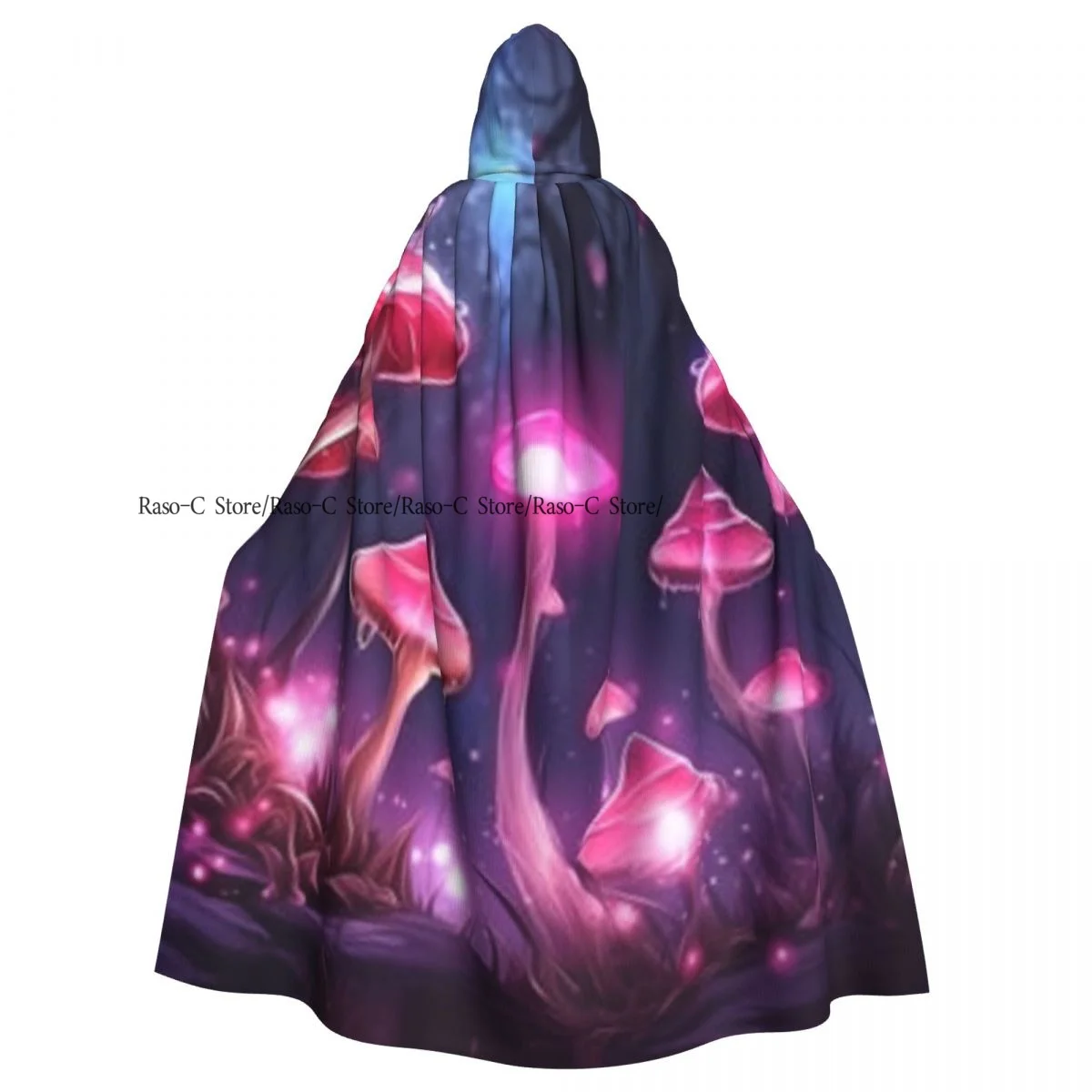 Adult Cloak Cape Hooded Magical Butterflies Mushrooms Fairy Tale Medieval Costume Witch Wicca Vampire Elf Purim Carnival Party