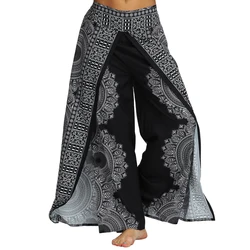 Women's Casual Soft Slit Leg Pants, Harem Dance, Beach Boho Baggy Yoga Pants, Lady Loose Wide Leg Wrap Long Pants, Summer