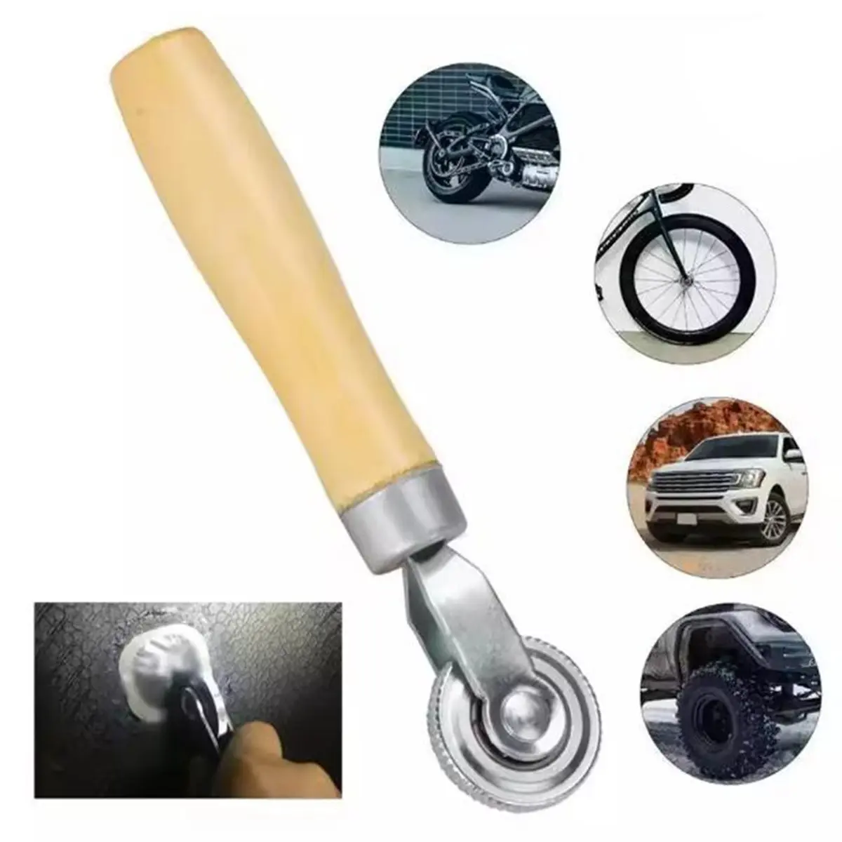 2026 New Tire Repair Tool Kit, 2PCS Professional Tire Patching Set with 42mm Grinder & Pressure Roller