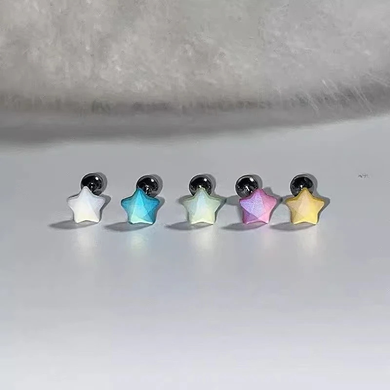 Star Earrings Y2k Colorful Cartilage Piercing Daily Wear Jewelry Ear Decoration Star Ornaments Earrings Women Blue Ear Stud
