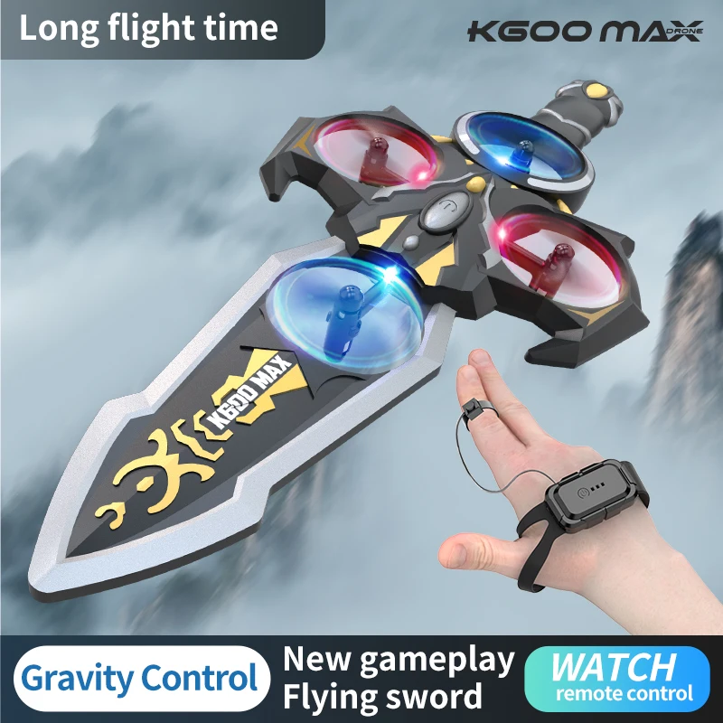 

Дрон с летающим мечом с дистанционным управлением и крутой подсветкой, управляемый пультом дистанционного управления или часами, игрушка с кончиком пальца, идеальный подарок для парней