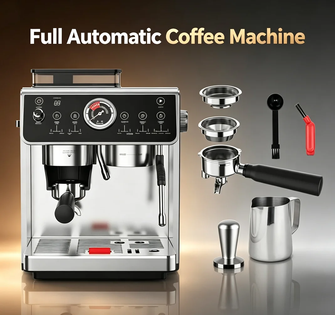 GZZT ATC-11 Semi-Automatic Espresso Machine with Grinder Dual Pump Triple Boiler for Perfect Milk Frothing Coffee Maker 110-240V
