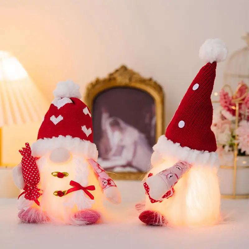 Gnomo de peluche para el Día de San Valentín, capullo de felpa sin rostro, centros de mesa de escritorio, muñeco de gnomo romántico de temporada