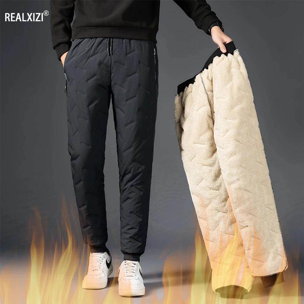 Men's Winter Warm Pants Lambswool Thick Sweatpants Thermal Windproof Water Proof Outdoors Jogging Trousers Brand Pants Plus Size