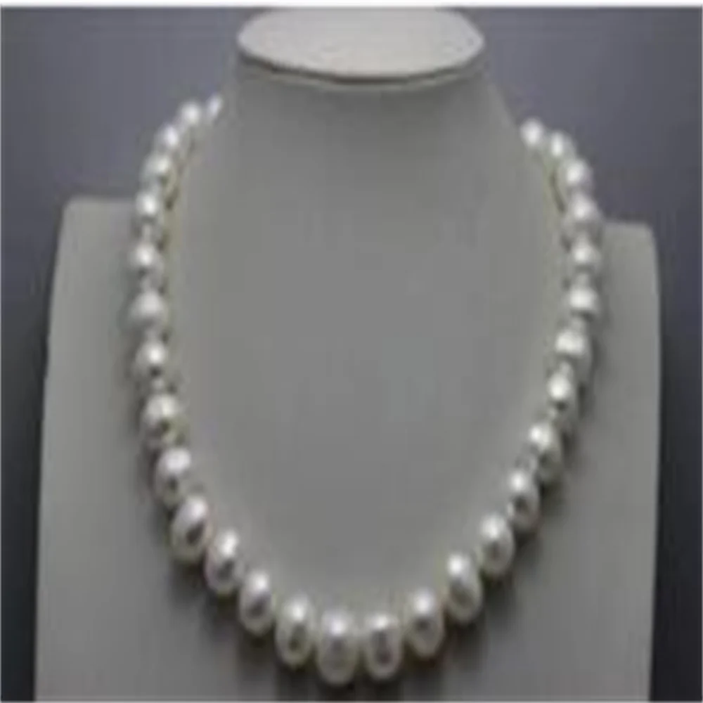 NEW Fresh water pearl necklace white nearround 10-11mm 18INCH alloy clasp AAA