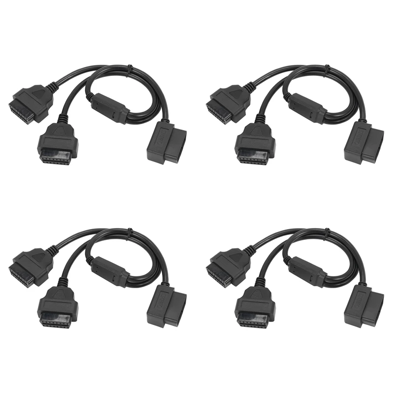 4Pcs 50Cm Y Style OBD 2 OBDII Adapter Splitter Cable Male To Dual Female OBD2 Diagnostic-Tool Car Connector Cable