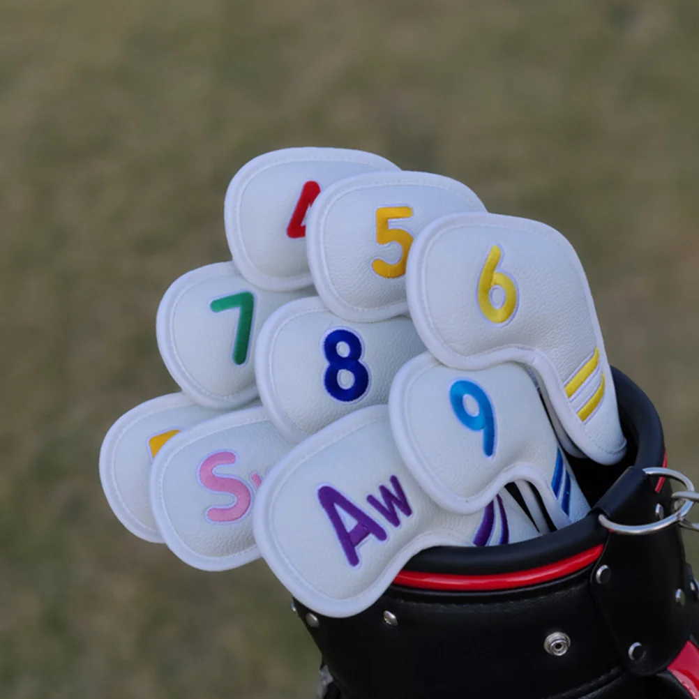 

9Pcs Golfs Club Protective Cover Huge Number Printed Fine Workmanship for Most Brands Iron Clubs Golf Accessories