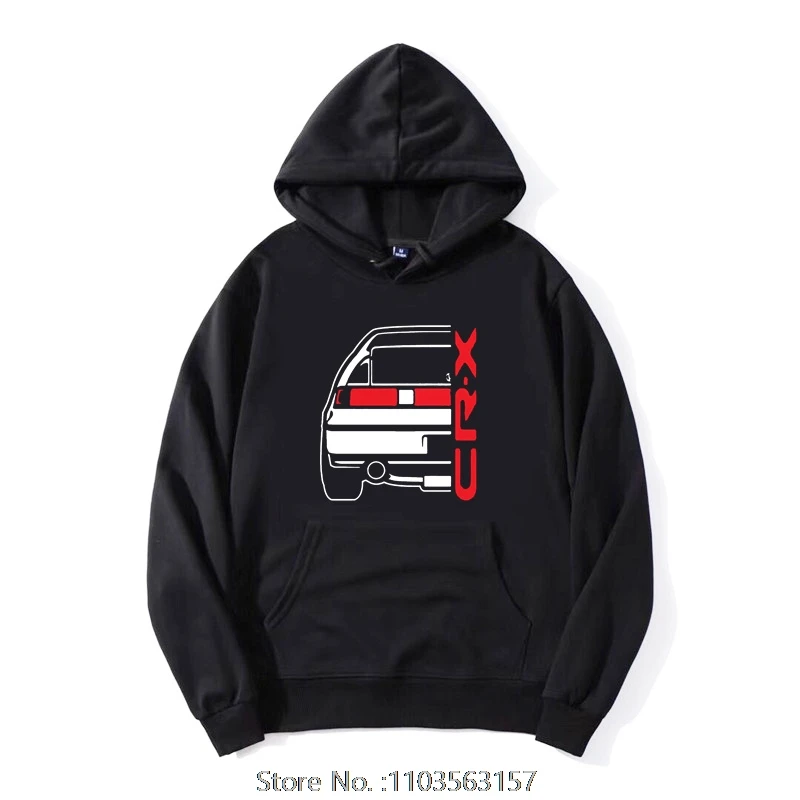 Hot Sale 100% Cotton Oversized Hoodie Classic Japanese Car Fan CRX SiR Hoody Hip Hop Streetwear Men Clothing Pullover Sweatshirt