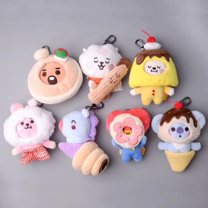 10cm Korean Popular Idol Boy Group Kawaii Plush keychain pendant small animal cross-dressing dessert cake plush doll Anime