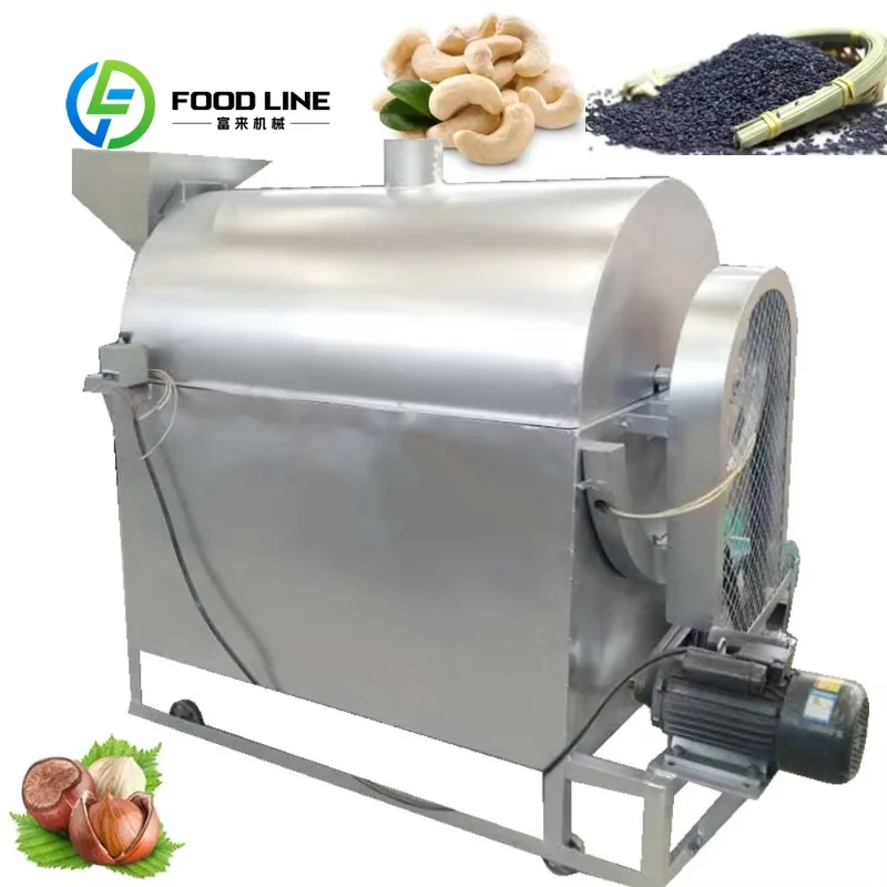 Customize Multifunction Peanut Cashew Nut Almond Sesame Walnut Coffee Bean Roaster Machine 100-500kg/h Capacity