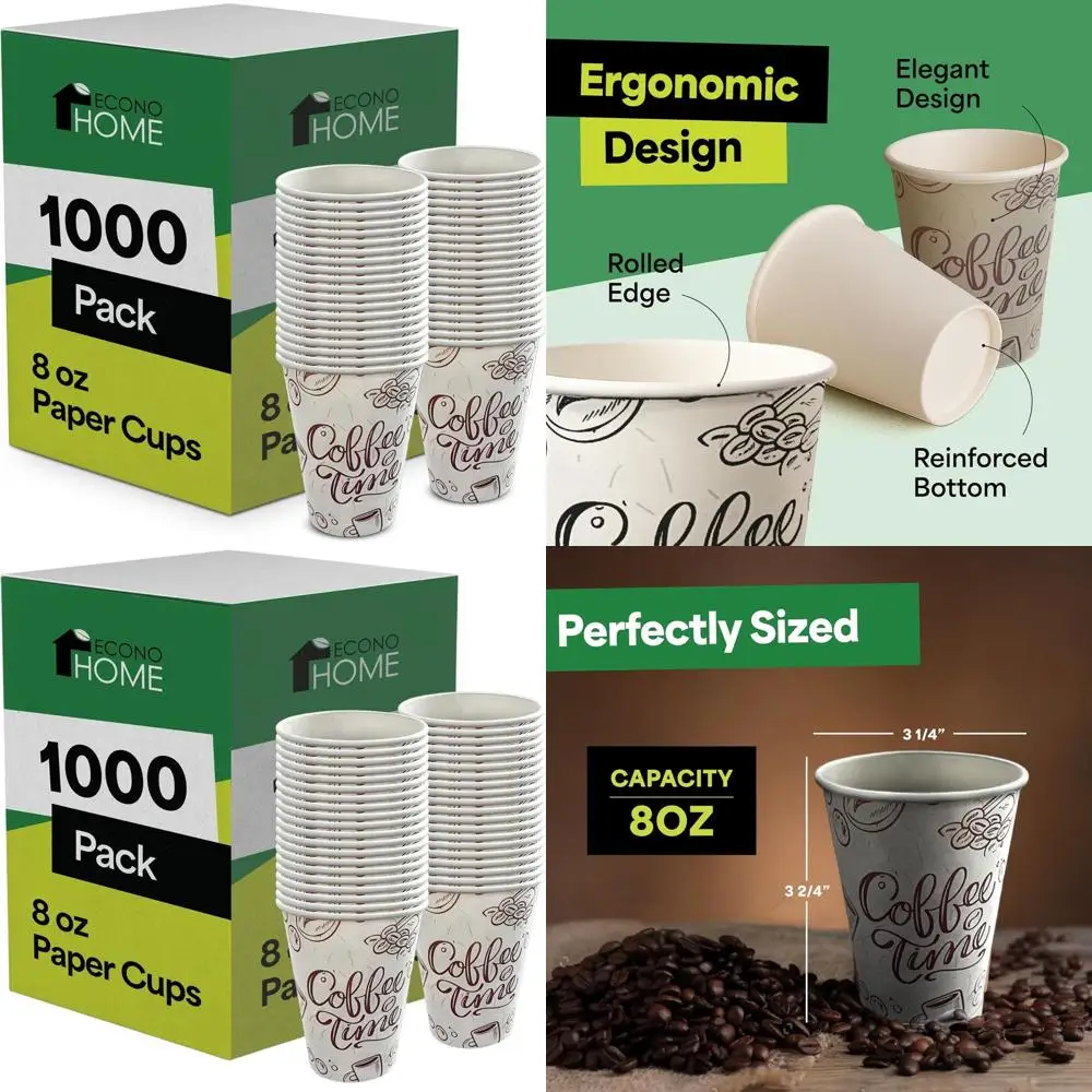 

100 Pack 8 oz Disposable Paper Cups - Ideal for Hot Coffee, Cold Drinks, Tea, Water, and Juice