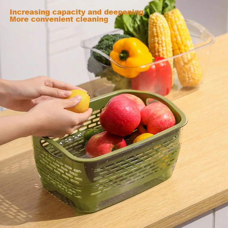 Pure-Color Double Layer Plastic Drainer Basket Practical Lettuce Leaf Drainer Tool For Vegetable Washing