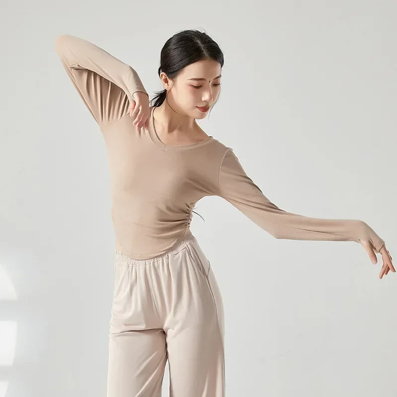 V-neck basic dance suit women's short-sleeved classical dance modern dance Chinese  practice suit