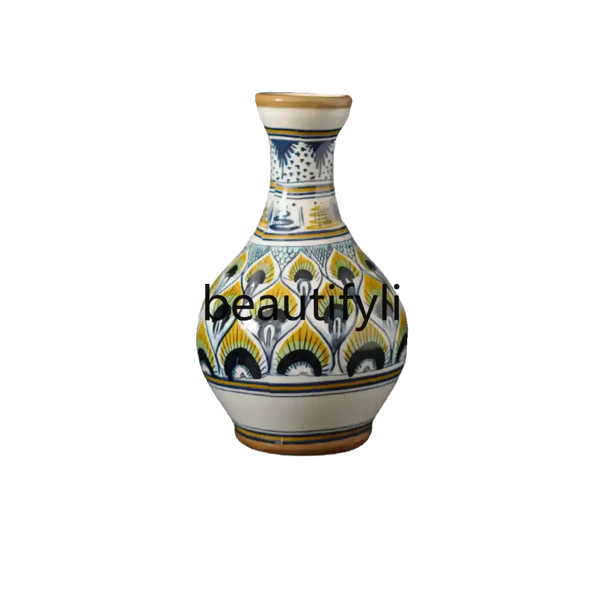 Italian collector's edition, antique ceramic underglaze vase ornament, flower arrangement decoration