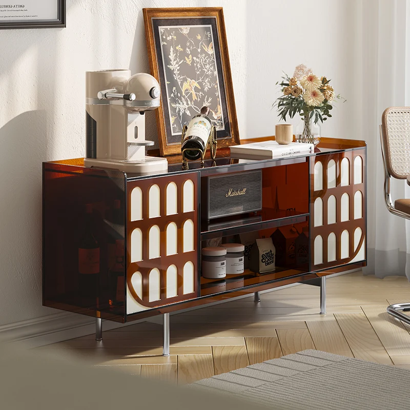 

Acrylic light luxury dining side cabinet French wall cabinet