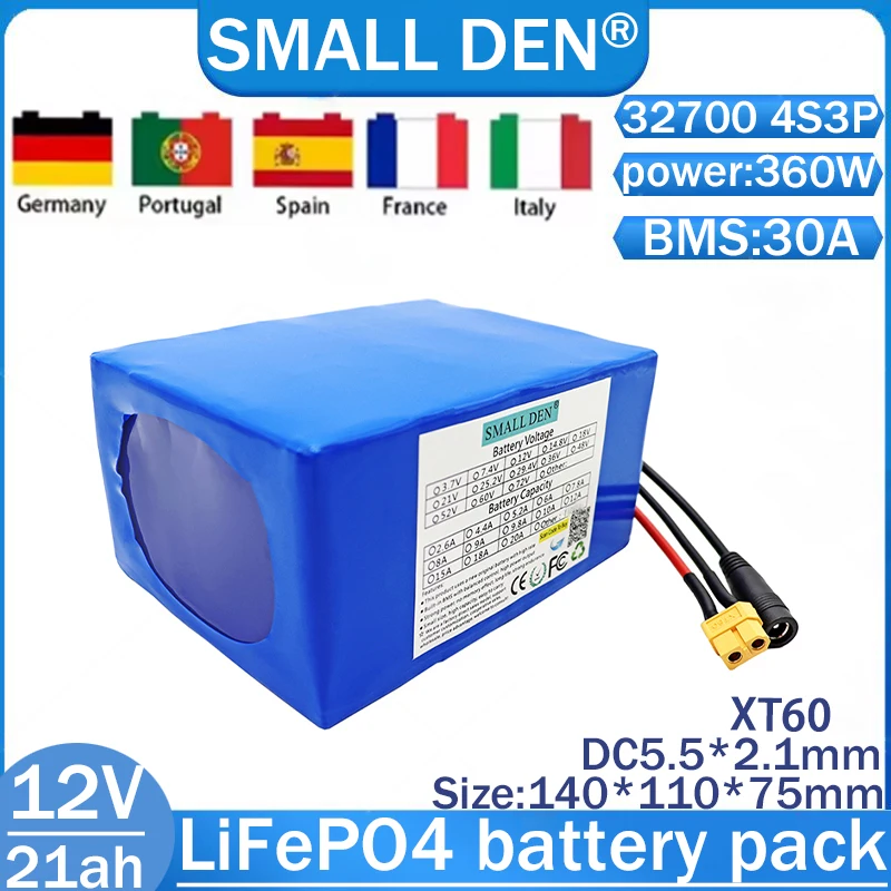 LiFePo4バッテリーパック、4s3p充電式バッテリー、キャンプ用電気ボート、ソーラー子供用おもちゃ、12v、21ah、32700、12.8v