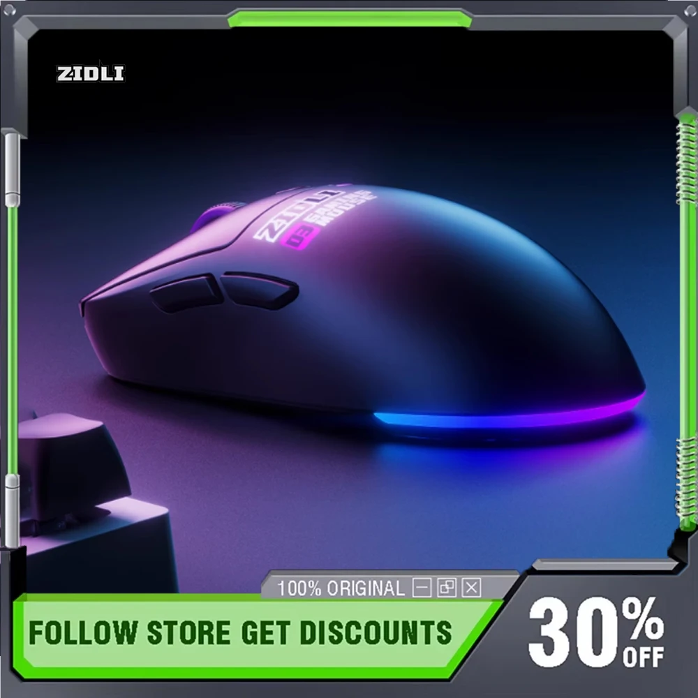 ZIDLI ZGM03pro Wireless Mouse Three Mode PAW3311 Sensor 65g Lightweight Design Nordic52883 RGB E-sports Ming Mouse Gifts