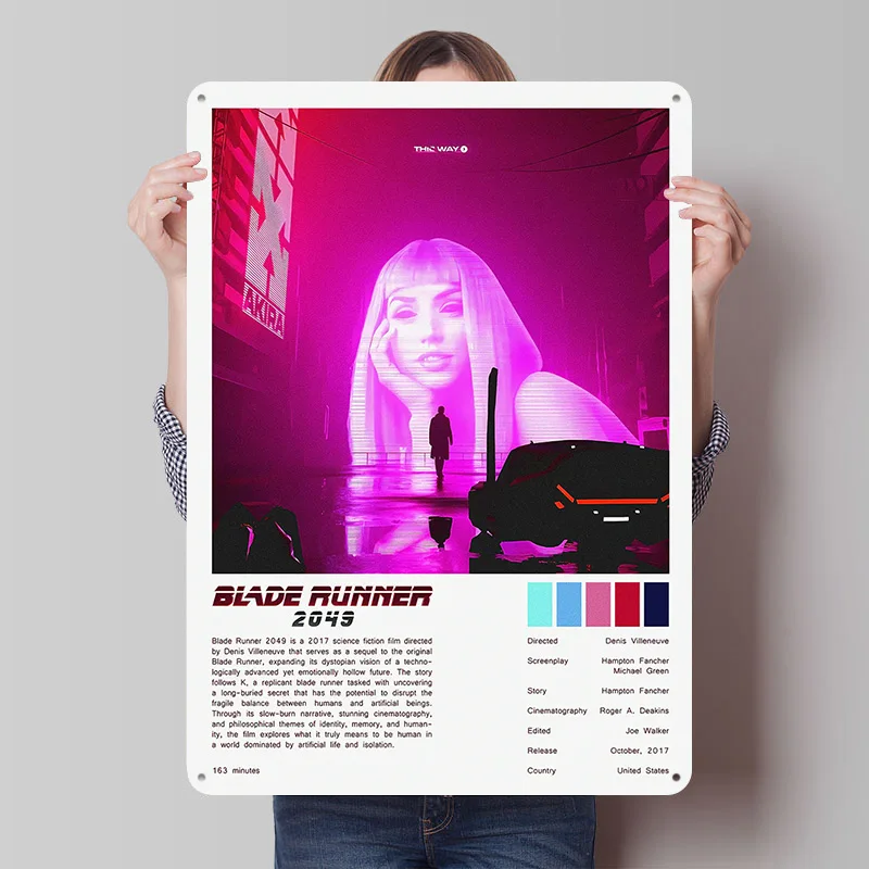 

Постер с принтом из фильма «Бегущий по лезвию» 2049, индивидуальный ретро-декор для стен, винтажные металлические таблички для украшения комнаты, уютный декор