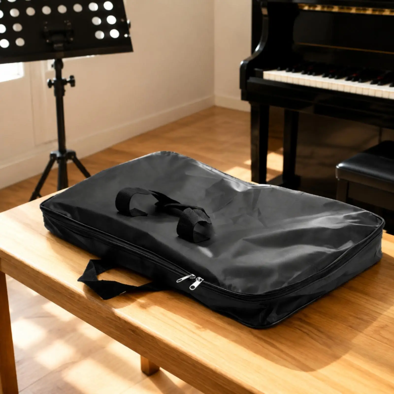 Black Oxford Folding Music Stand Bag for Transport Lightweight Durable Case for Performance Practice Travel