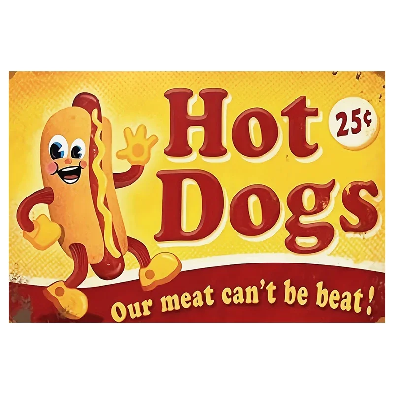 Hot Dog Tin Sign_ Classic Tin Poster_ Fresh and fast hot dog metal sign decoration