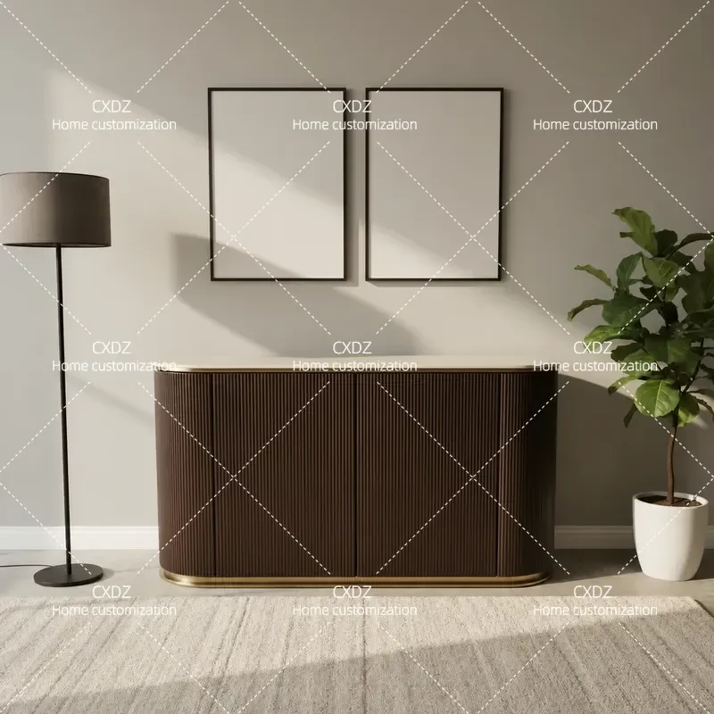 Modern Simple Solid Wood Porch Cabinet Light Luxury Dining Sideboard Living Room Home Decoration Storage Locker for Model