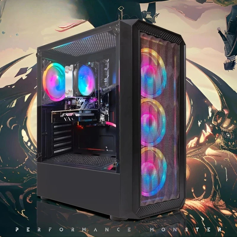 Gaming PC Desktop, Radeon RX 590 8G GDDR5, Athlon 3000G 3.5G, 16G DDR4, 512G SSD, 600M WiFi, BT 5.0, RGB Fan x4, W