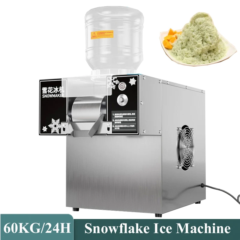 Máquina de Hielo en Escamas de 60 kg/día, Comercial, Refrigerada por Agua, Estilo Coreano, Trituradora de Hielo Rápida, Hielo Raspado en Escamas