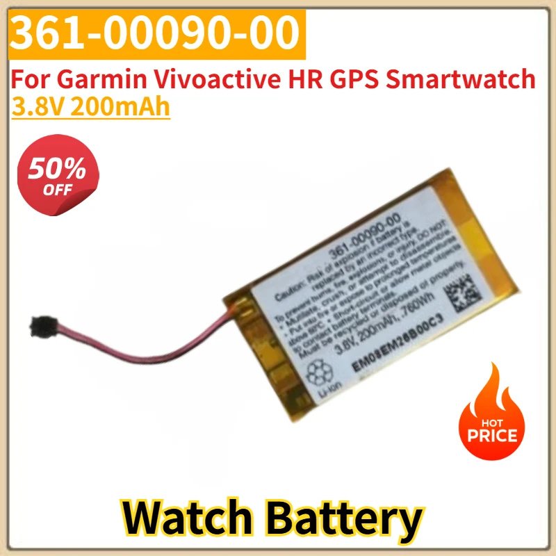 

361-00090-00 High Quality Replacement Battery 3.8V 200mAh for Garmin Vivoactive HR GPS Smartwatch Brand New