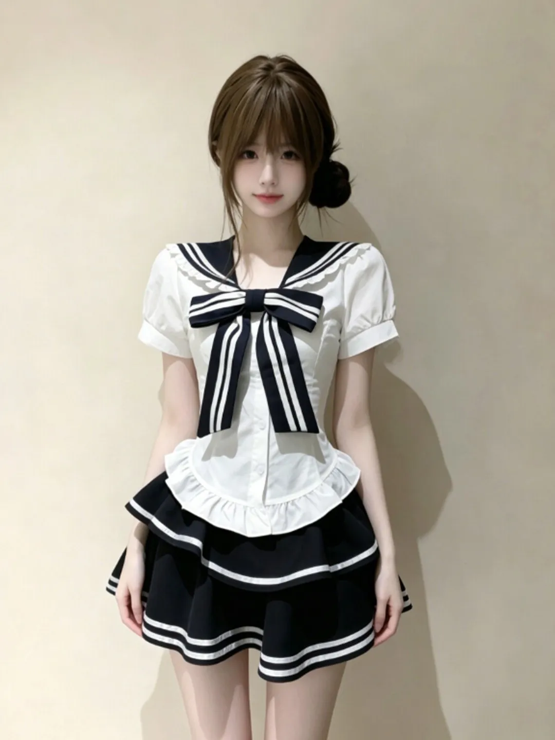 

College Style Shirt And Skirt Set Gentle Elegant Look Half Body Summer Outfit for Small Figures Complete 2026 Collection