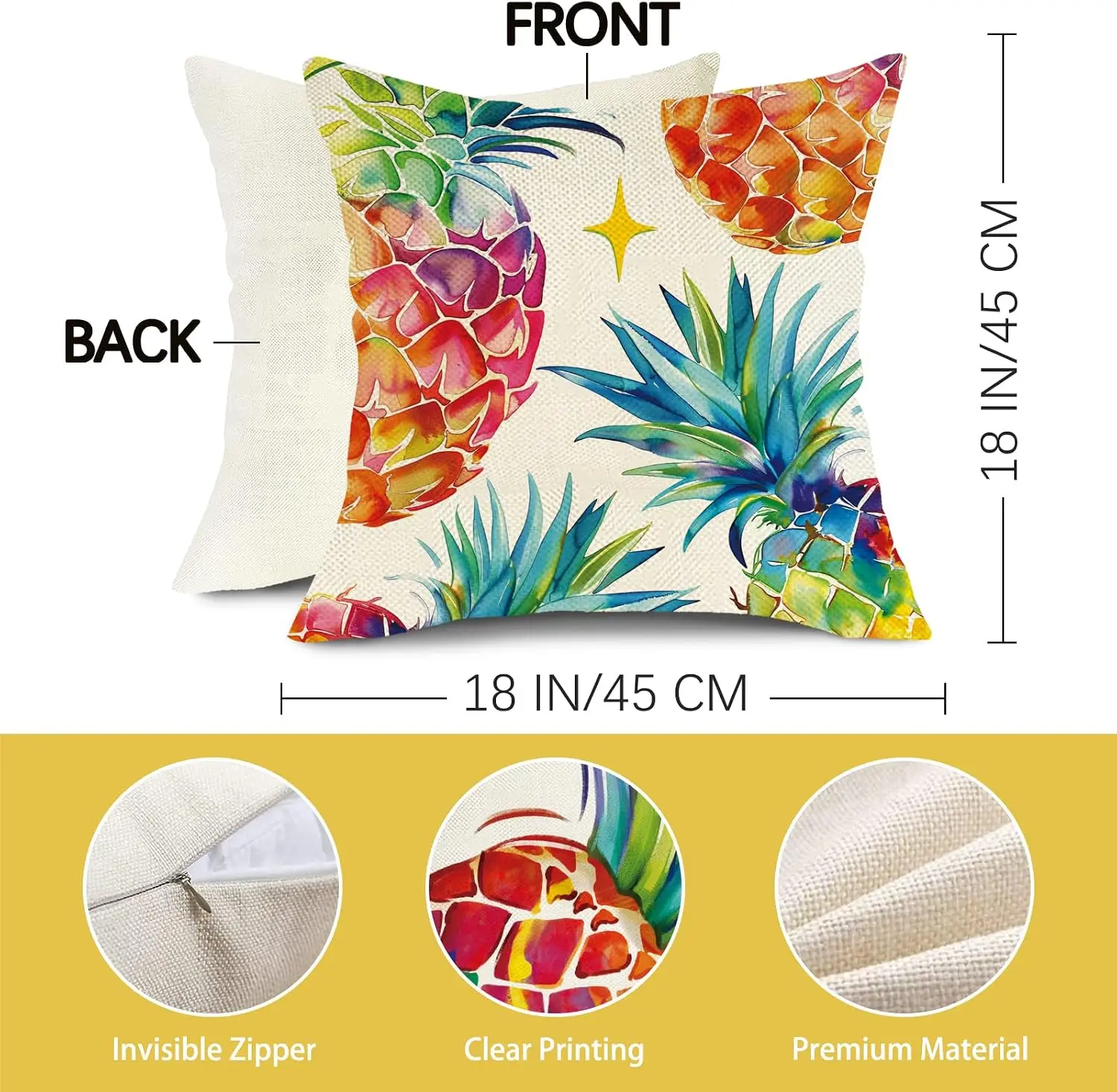 Luxurious Tropical Pineapple Throw Pillow Covers Set 4 Piece Boho Aloha Hawaiian Beach Cushion Shams for Living Room Home Decor