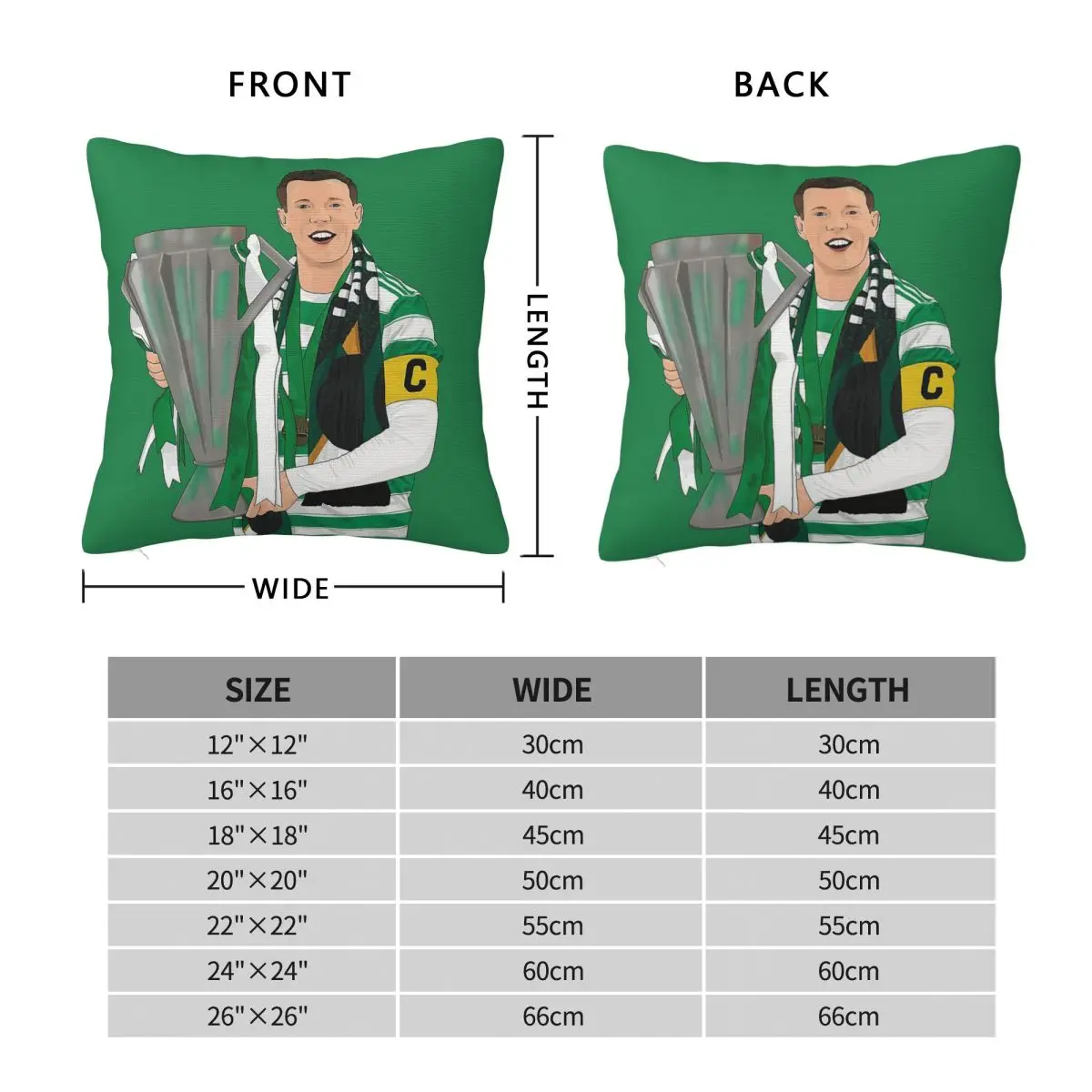 Callum Mcgregor League Trophy Square Pillowcase Polyester Linen Velvet Printed Zip Decorative Bed Cushion Case