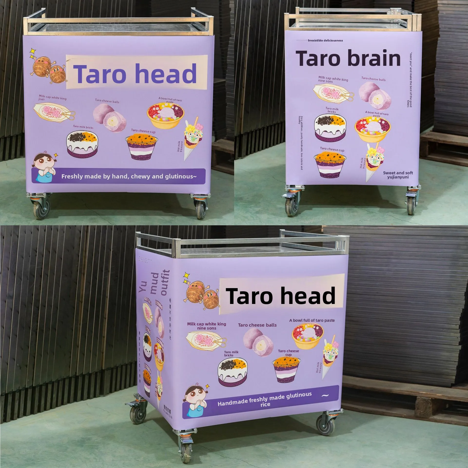 CX folding trolley manufacturer stall sausage snacks Oden cooking shelf mobile table