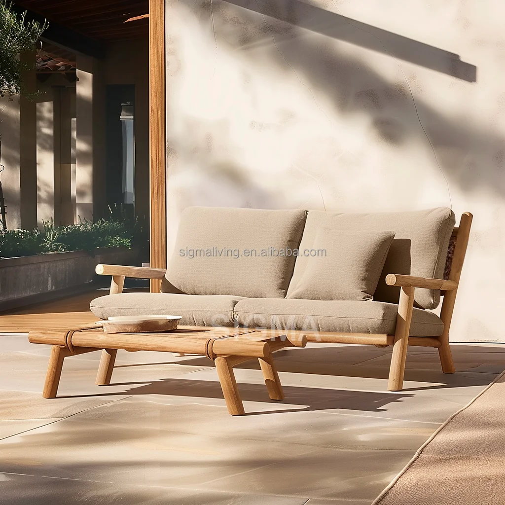 High-end Custom Solid Teak Wood Modern Garden Sofa Set Handmade Outdoor Furniture By Sigma SGK-2682103