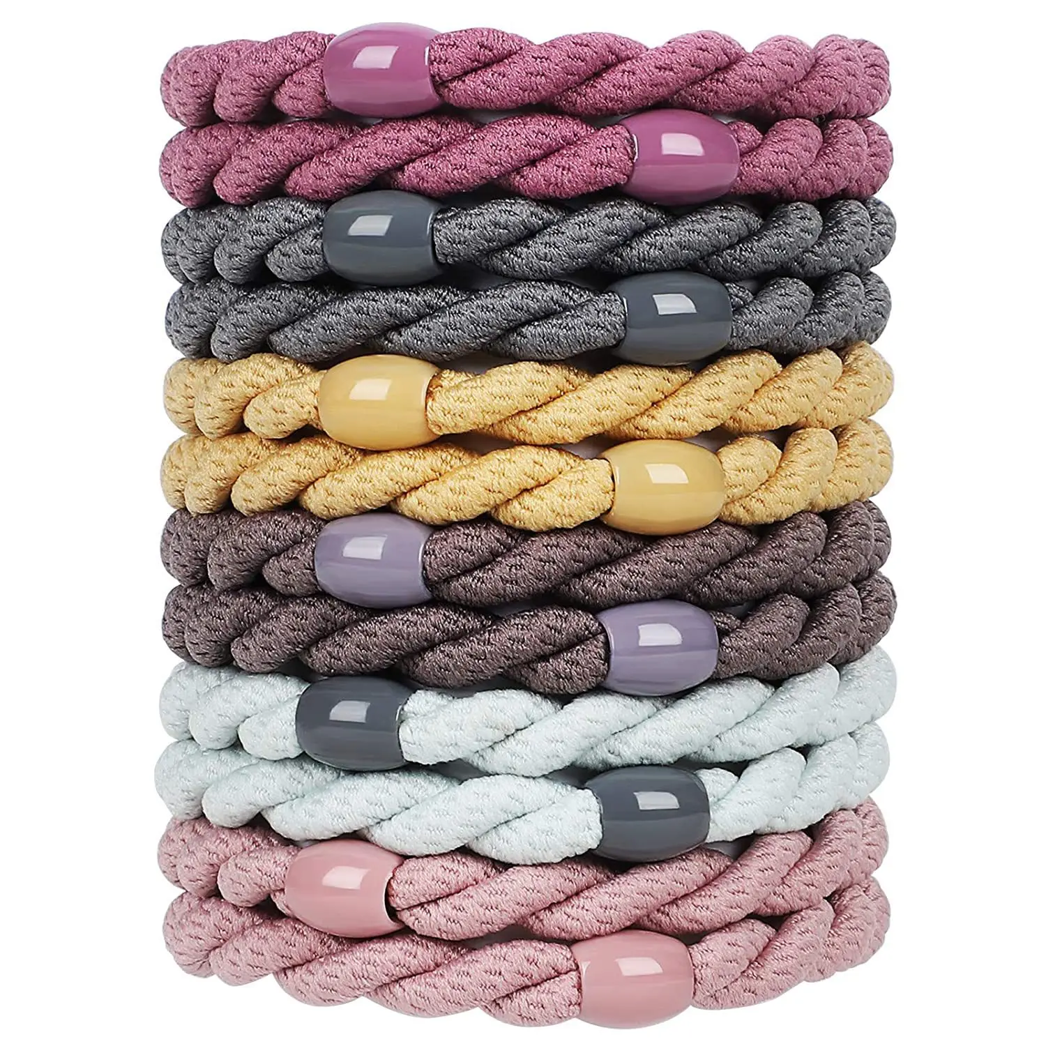 12 Stück elastische Armbänder ohne Schäden, niedliche Haargummibänder, Baumwollbänder, weiche gewebte Pferdeschwanzhalter für Mädchen und Frauen, Accessoires – Detail 4
