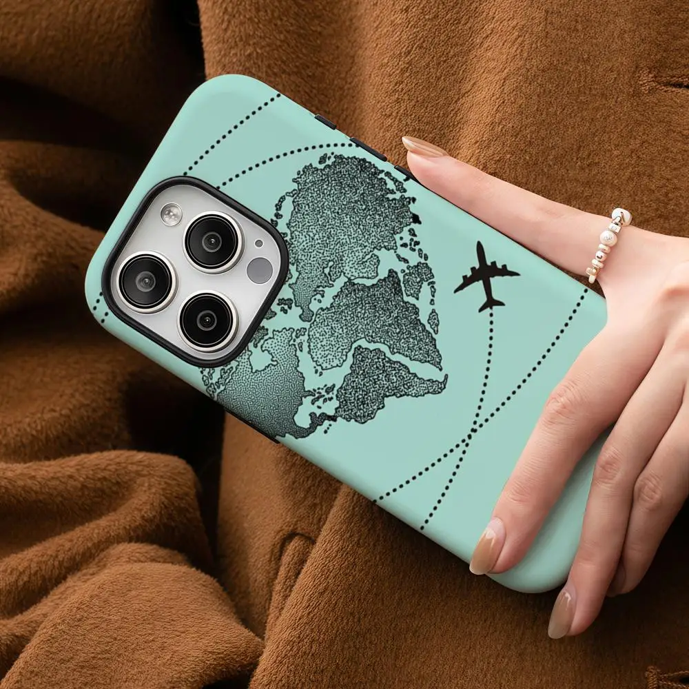 

W-World Map Travel Plans Phone Case For Samsung Galaxy S25 24 23 22 Ultra Plus A56 36 26 Glossy HD Double-Layer Hard Shell