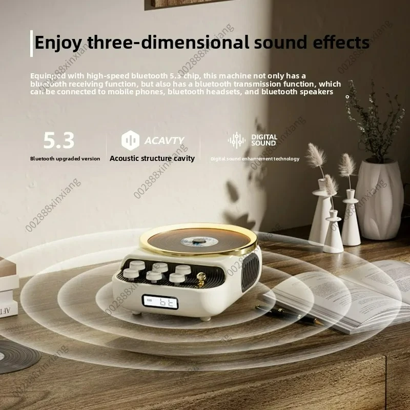Retro CD Player ,Supports Bluetooth CD TF Card Playback ，Two-way Bluetooth High Sound Quality Player , with FM, Portable, Stereo