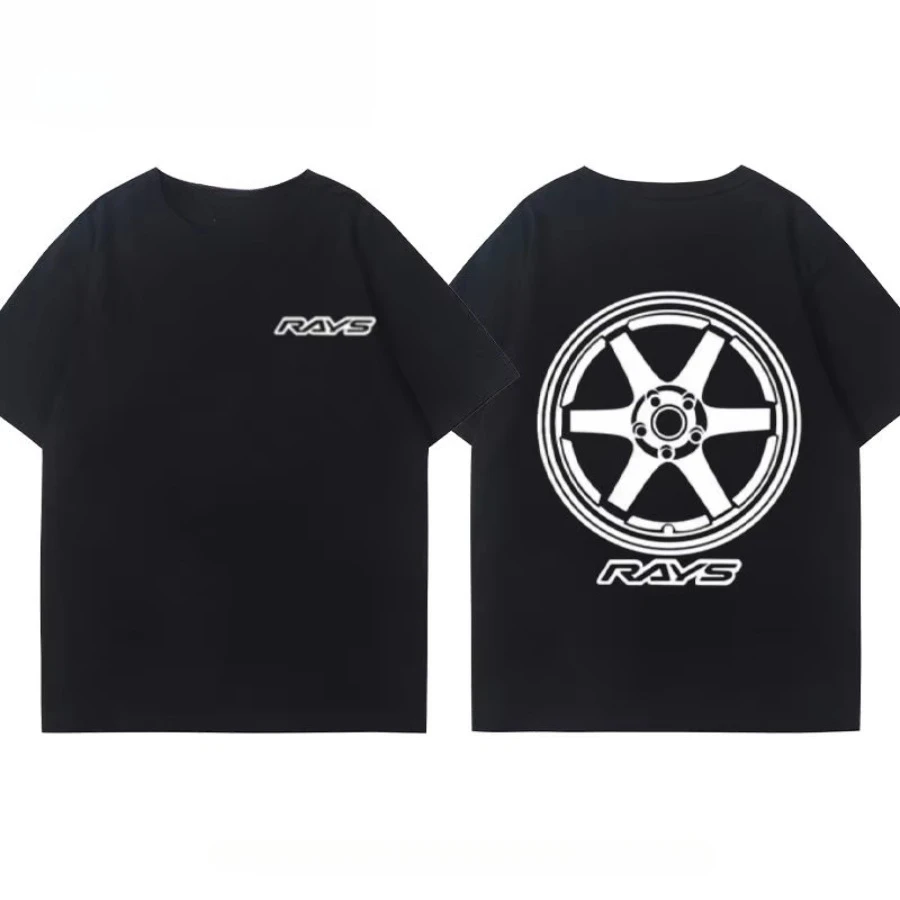 RA Wheel Rim TE37 Wheel Hub Modified Car Short Sleeve Men's and Women's Summer Japanese Versatile T-Shirt Tide Ins