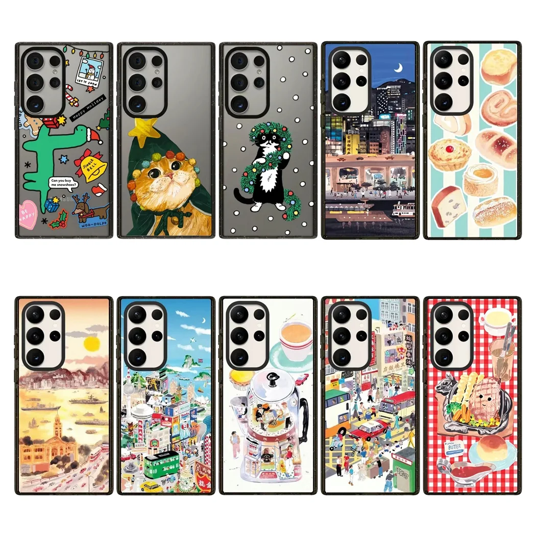 

Christmas Cat Cartoon Acrylic Border Magnetic Phone Cover for Samsung Galaxy S23 S24 S25 Ultra S25+ Plus Case