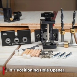 Multifunction 3 In 1 Woodworking Doweling Jig Kit Hole Puncher Pocket Hole Jig Drill Guide Locator Furniture Connecting DIY Tool