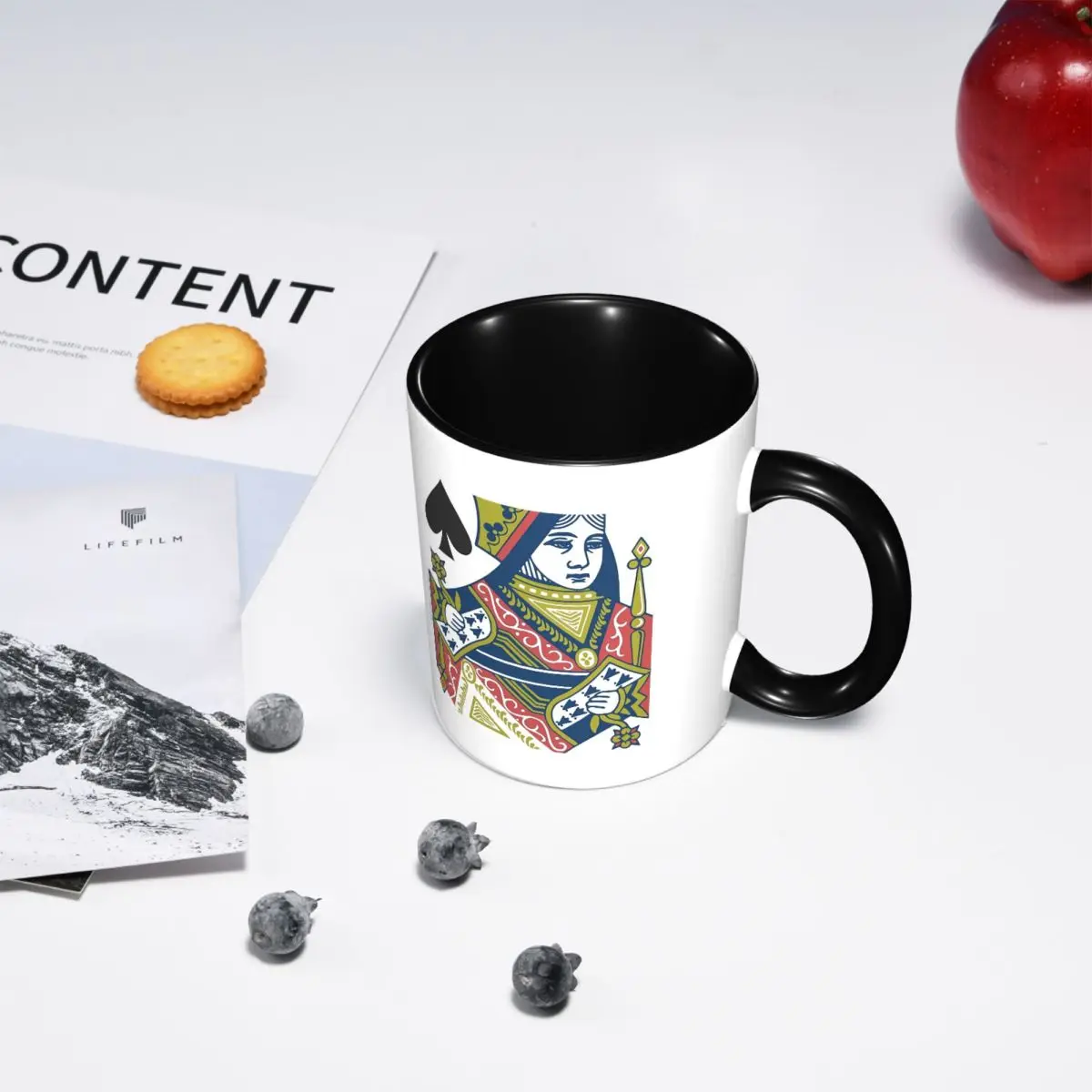 Playing Card - Queen Of Spades Mug Funny Ceramic Coffee Cups Tea Mugs Milk Cup Drinkware Gifts for Woman Man