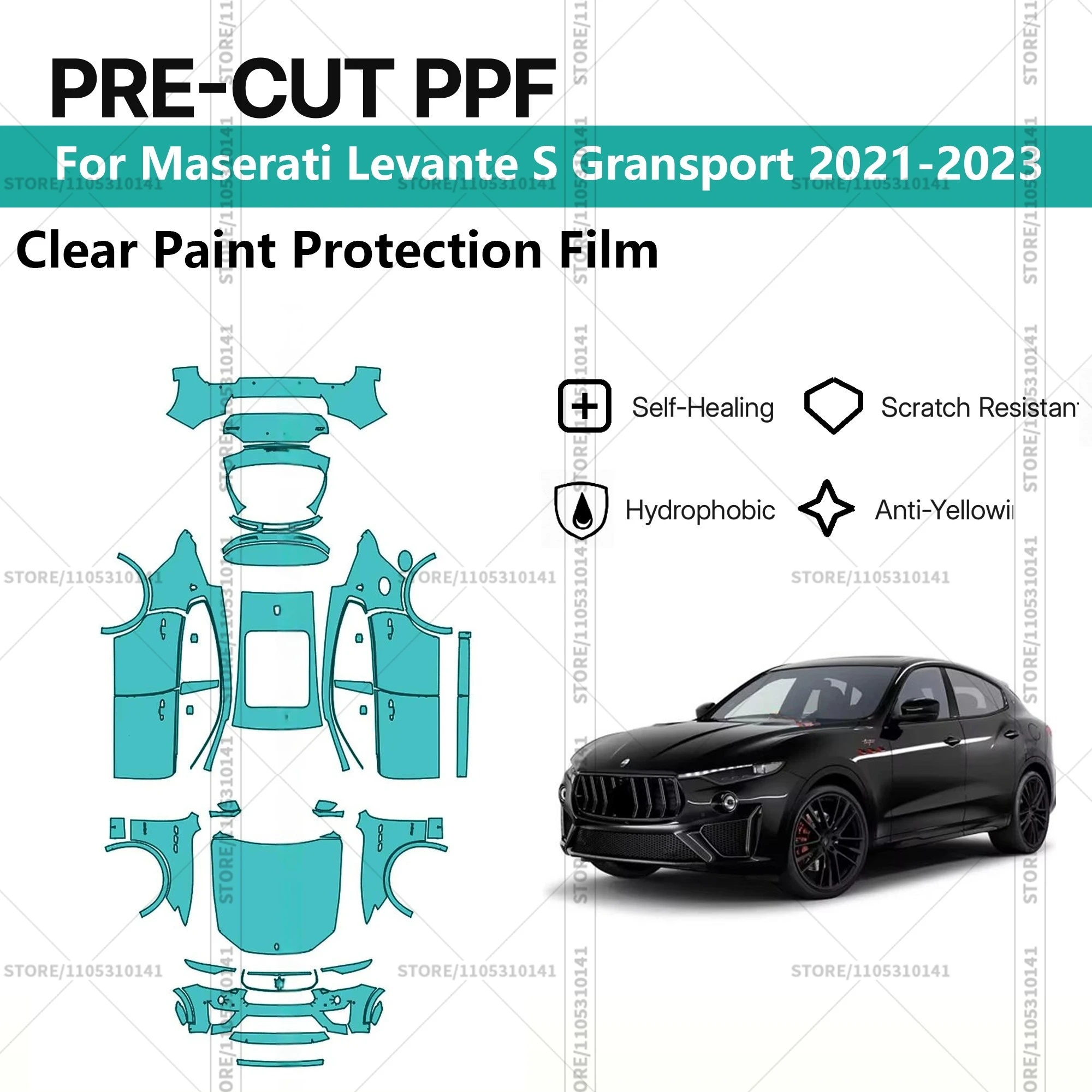 

For Maserati Levante S Gransport 2021-2023 Pre-Cut Paint Protection Film PPF Transparent Car Film Professional Automotive PPF