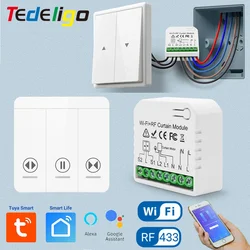 Tedeligo WiFi RF Smart Curtain Switch Module,Smart Home Roller Shutter Controller per Garage interruttore a parete Wireless, Alexa,110V 220V 230V 240V