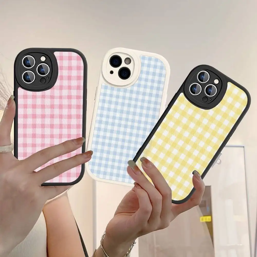 

Simple Chic Lattice Pattern Phone Case Hard Leather For iPhone 16 15 14 13 12 Mini 11 14 Pro Max Xs X Xr 7 8 Plus Fundas