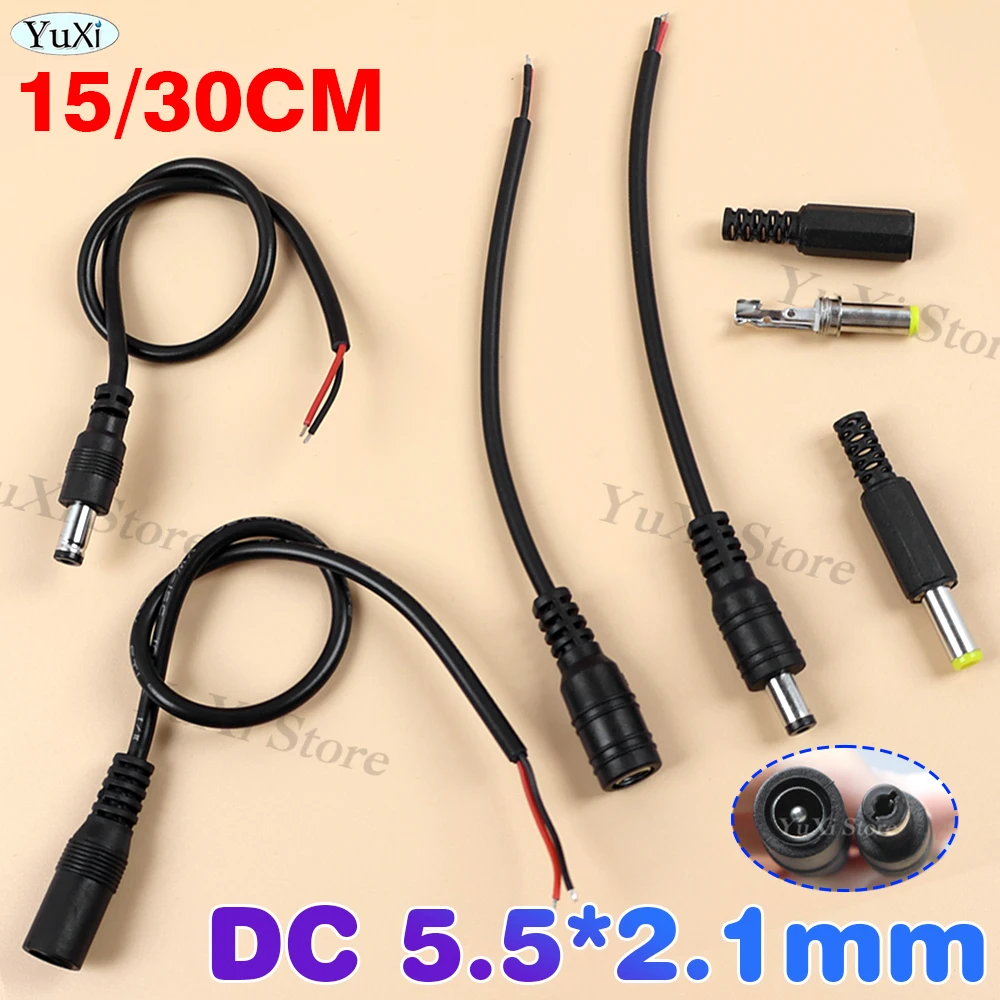 1Pc DC Power Supply Connector Cable Copper Cord 5.5*2.5mm 22AWG For 3528 5050 LED Strip Light Camera Male Female Wire Extension